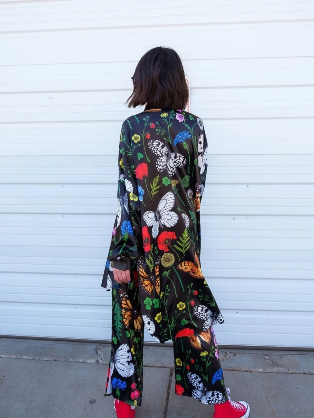 Dressed in LALA Posh Satin Playsuit in Folklore Florals - Picture 3 of 9